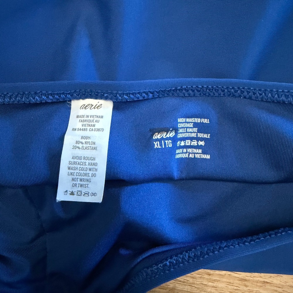 Aerie Royal Blue High Waisted Full Coverage Swimsuit Bottoms Size XL - Picture 3 of 6